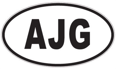 AJG - 3 Letter Initials Oval Sticker