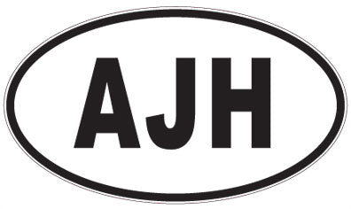 AJH - 3 Letter Initials Oval Sticker