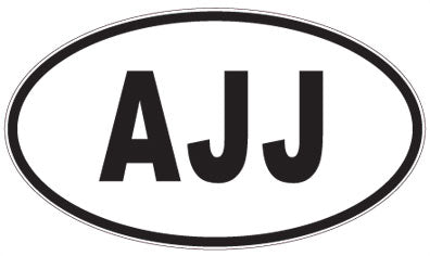 AJJ - 3 Letter Initials Oval Sticker