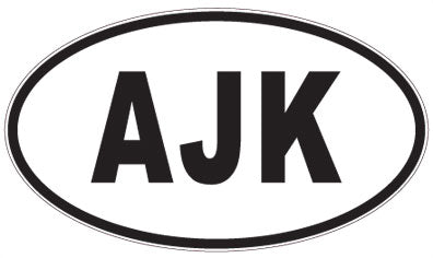 AJK - 3 Letter Initials Oval Sticker