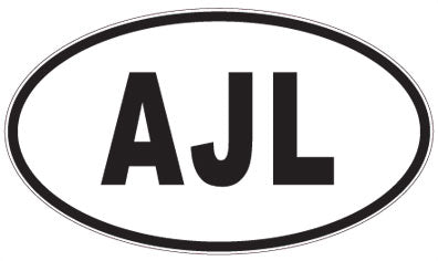 AJL - 3 Letter Initials Oval Sticker