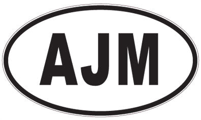 AJM - 3 Letter Initials Oval Sticker