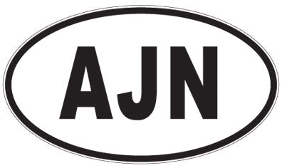 AJN - 3 Letter Initials Oval Sticker