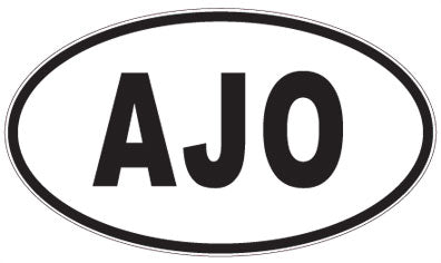 AJO - 3 Letter Initials Oval Sticker