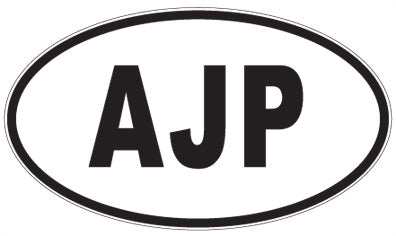 AJP - 3 Letter Initials Oval Sticker