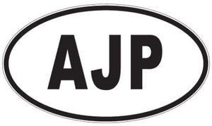 AJP - 3 Letter Initials Oval Sticker