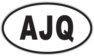 AJQ - 3 Letter Initials Oval Sticker