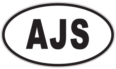 AJS - 3 Letter Initials Oval Sticker