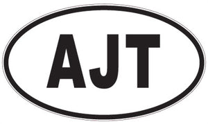 AJT - 3 Letter Initials Oval Sticker