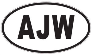 AJW - 3 Letter Initials Oval Sticker