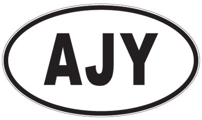 AJY - 3 Letter Initials Oval Sticker