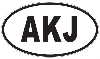 AKJ - 3 Letter Initials Oval Sticker