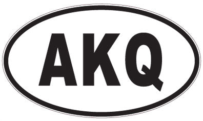 AKQ - 3 Letter Initials Oval Sticker