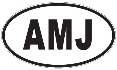 AMJ - 3 Letter Initials Oval Sticker
