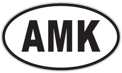 AMK - 3 Letter Initials Oval Sticker