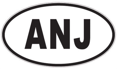 ANJ - 3 Letter Initials Oval Sticker