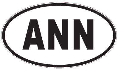 ANN - 3 Letter Initials Oval Sticker