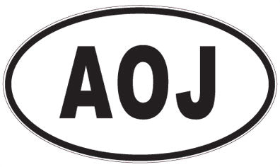 AOJ - 3 Letter Initials Oval Sticker