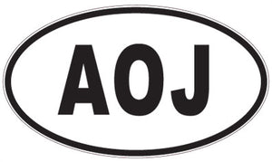 AOJ - 3 Letter Initials Oval Sticker