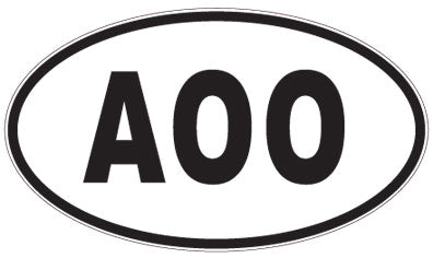 AOO - 3 Letter Initials Oval Sticker