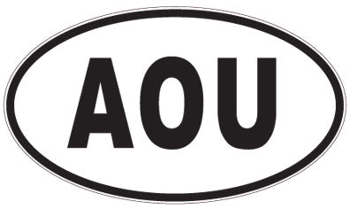AOU - 3 Letter Initials Oval Sticker