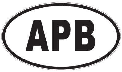 APB - 3 Letter Initials Oval Sticker