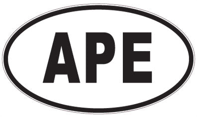 APE - 3 Letter Initials Oval Sticker