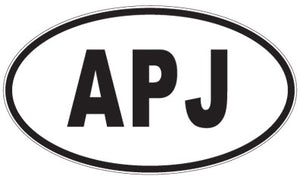 APJ - 3 Letter Initials Oval Sticker