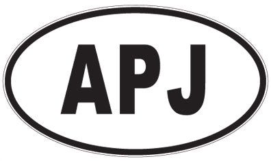 APJ - 3 Letter Initials Oval Magnet
