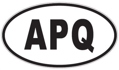 APQ - 3 Letter Initials Oval Sticker