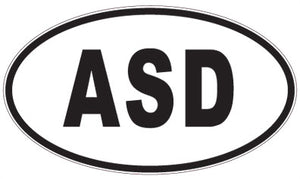 ASD - 3 Letter Initials Oval Sticker