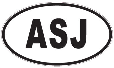 ASJ - 3 Letter Initials Oval Magnet
