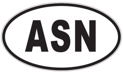 ASN - 3 Letter Initials Oval Sticker