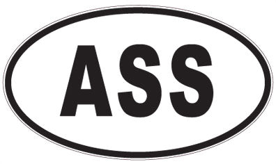 ASS - 3 Letter Initials Oval Sticker