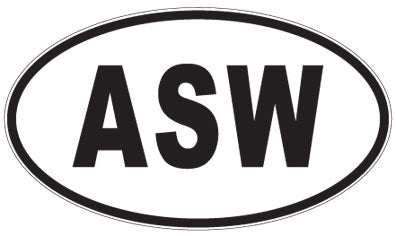 ASW - 3 Letter Initials Oval Sticker