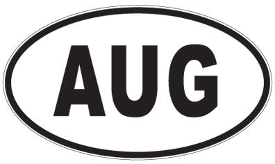 AUG - 3 Letter Initials Oval Sticker