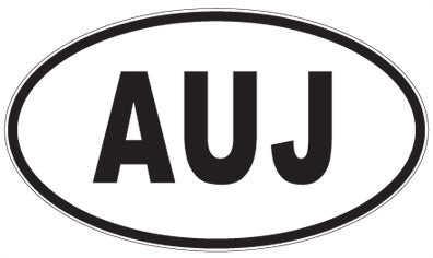 AUJ - 3 Letter Initials Oval Sticker
