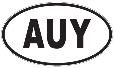 AUY - 3 Letter Initials Oval Magnet