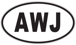 AWJ - 3 Letter Initials Oval Sticker