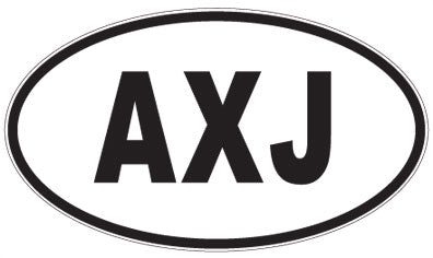 AXJ - 3 Letter Initials Oval Sticker