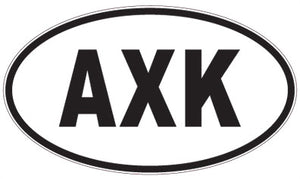 AXK - 3 Letter Initials Oval Sticker