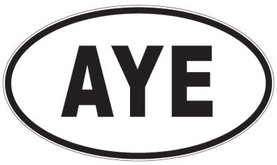 AYE - 3 Letter Initials Oval Sticker