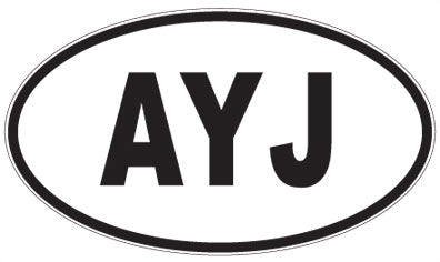AYJ - 3 Letter Initials Oval Sticker