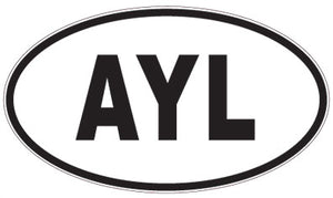 AYL - 3 Letter Initials Oval Sticker