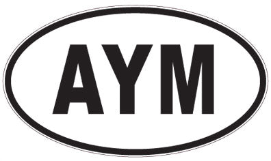 AYM - 3 Letter Initials Oval Sticker