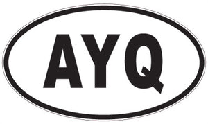 AYQ - 3 Letter Initials Oval Sticker