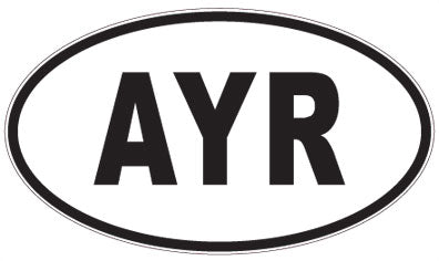 AYR - 3 Letter Initials Oval Sticker