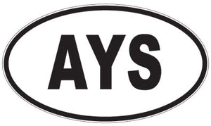 AYS - 3 Letter Initials Oval Sticker