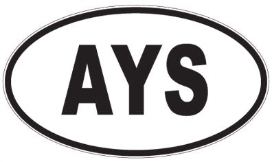 AYS - 3 Letter Initials Oval Magnet