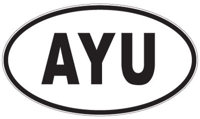 AYU - 3 Letter Initials Oval Sticker